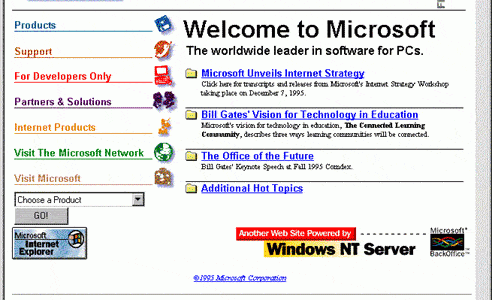 microsoft's first website